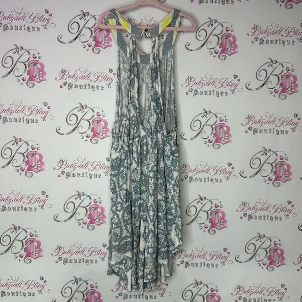 Free people dress halter mock neck green grey white paisley lace comfy MIMI ⭐️ - Picture 2 of 6